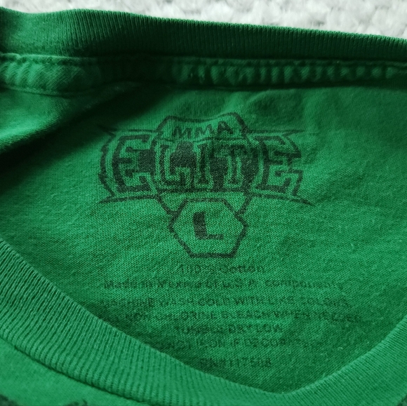 MMA Elite Green T-Shirt Cyber Crosses And Skulls Sz L - Picture 3 of 4